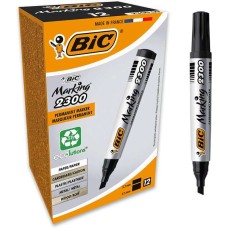 Bic Marking 2300 Ecolutions Rotulador Permanente - Punta Biselada - Trazo 3,7 - 5,5mm - Tinta con Base de Alcohol - Secado Rapido - Color Negro