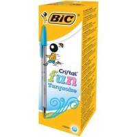 Bic Cristal Fun Boligrafo de Bola - Punta Gruesa de 1.6mm - Tinta con Base de Aceite - Color Azul Turquesa